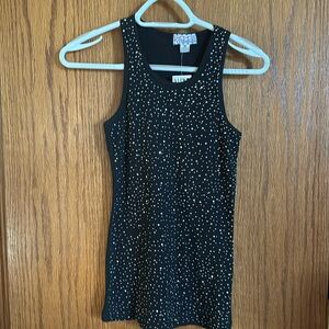 NWT Pink Cattelac black sequinned tank top. Size medium.